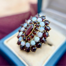 Vintage Garnet & Opal Cocktail Ring 14K Yellow Gold