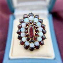 Vintage Garnet & Opal Cocktail Ring 14K Yellow Gold