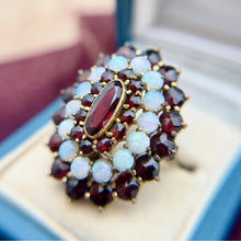 Vintage Garnet & Opal Cocktail Ring 14K Yellow Gold