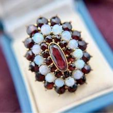 Vintage Garnet & Opal Cocktail Ring 14K Yellow Gold