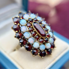 Vintage Garnet & Opal Cocktail Ring 14K Yellow Gold