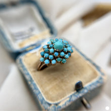 Vintage 10K Rose Gold Turquoise Cluster Ring
