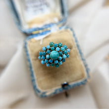 Vintage 10K Rose Gold Turquoise Cluster Ring