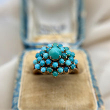 Vintage 10K Rose Gold Turquoise Cluster Ring