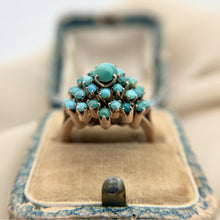 Vintage 10K Rose Gold Turquoise Cluster Ring