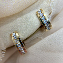 Vintage 14K Yellow Gold Diamond Huggie Earrings