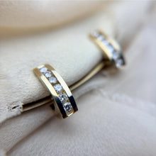 Vintage 14K Yellow Gold Diamond Huggie Earrings