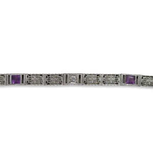 ART DECO 14K AMETHYST FILIGREE BRACELET