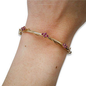 14K VICTORIAN GARNET BANGLE