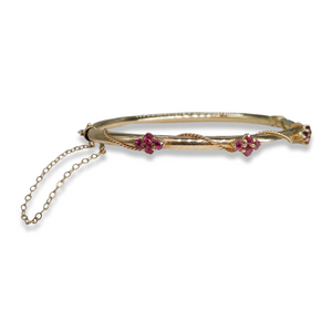 14K VICTORIAN GARNET BANGLE