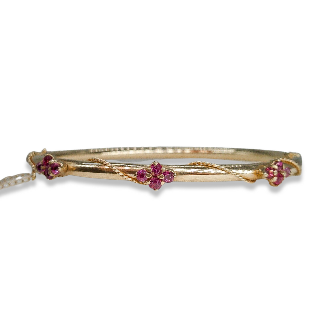 14K VICTORIAN GARNET BANGLE