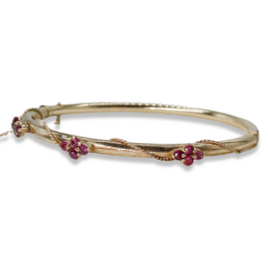 14K VICTORIAN GARNET BANGLE