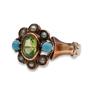 VICTORIAN PERIDOT PEARL RING