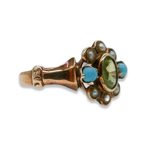 VICTORIAN PERIDOT PEARL RING
