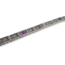 ART DECO 14K AMETHYST FILIGREE BRACELET