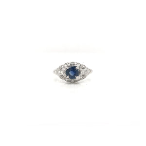 ANTIQUE ART DECO SAPPHIRE AND DIAMOND RING