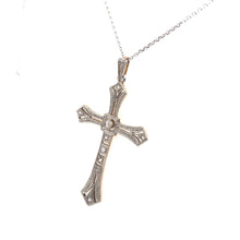 ANTIQUE ART DECO ERA ROSE CUT DIAMOND FILIGREE CROSS PENDANT