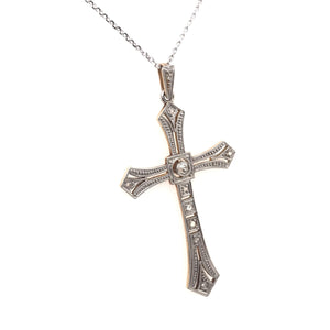ANTIQUE ART DECO ERA ROSE CUT DIAMOND FILIGREE CROSS PENDANT