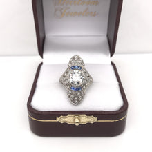 ANTIQUE ART DECO DIAMOND AND FRENCH CUT SAPPHIRE DINNER RING