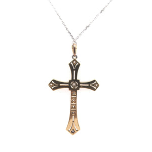 ANTIQUE ART DECO ERA ROSE CUT DIAMOND FILIGREE CROSS PENDANT