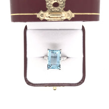 MID CENTURY 6.87 CARAT AQUAMARINE DIAMOND AND PLATINUM COCKTAIL RING