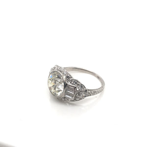 ANTIQUE ART DECO 3.20 CARAT DIAMOND PLATINUM RING