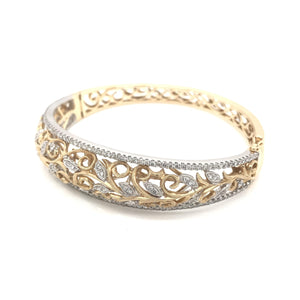 CONTEMPORARY ESTATE DIAMOND FILIGREE BANGLE BRACELET