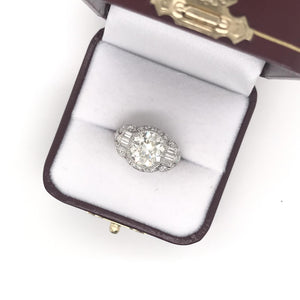 ANTIQUE ART DECO 3.20 CARAT DIAMOND PLATINUM RING