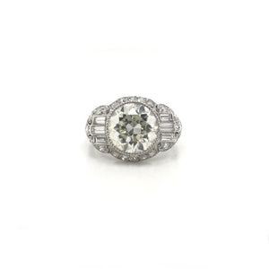 ANTIQUE ART DECO 3.20 CARAT DIAMOND PLATINUM RING