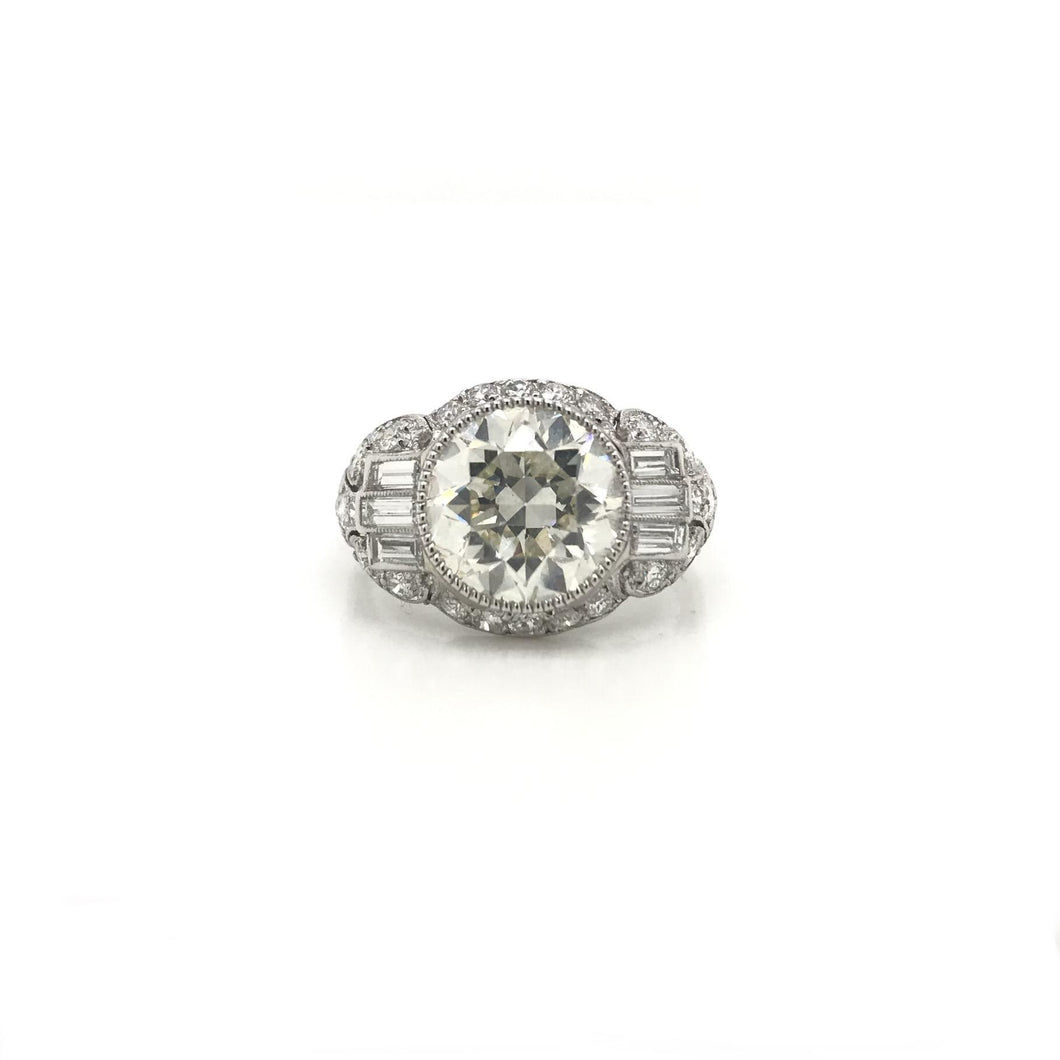 ANTIQUE ART DECO 3.20 CARAT DIAMOND PLATINUM RING