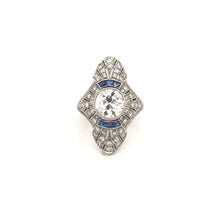 ANTIQUE ART DECO DIAMOND AND FRENCH CUT SAPPHIRE DINNER RING