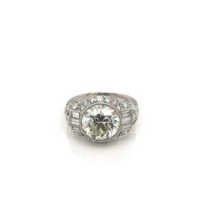 ANTIQUE ART DECO 3.20 CARAT DIAMOND PLATINUM RING