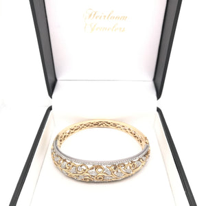 CONTEMPORARY ESTATE DIAMOND FILIGREE BANGLE BRACELET