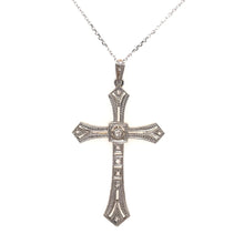 ANTIQUE ART DECO ERA ROSE CUT DIAMOND FILIGREE CROSS PENDANT