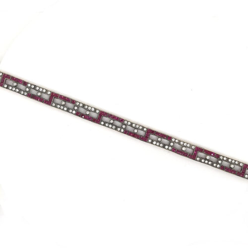 CONTEMPORARY ART DECO INSPIRED RUBY AND DIAMOND BRACELET