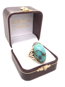 ANTIQUE VICTORIAN TURQUOISE AND ROSE GOLD RING
