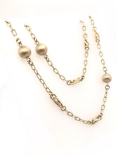 CONTEMPORARY ESTATE 32 INCH ALTERNATING GOLD LINK CHAIN NECKLACE