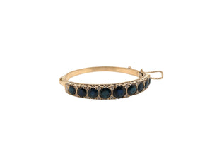 Retro 14K Yellow Gold Sapphire Bangle Bracelet