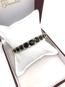 Retro 14K Yellow Gold Sapphire Bangle Bracelet