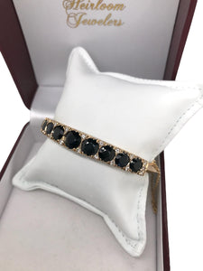 Retro 14K Yellow Gold Sapphire Bangle Bracelet