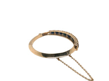 Retro 14K Yellow Gold Sapphire Bangle Bracelet