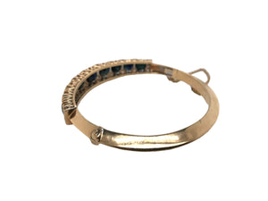 Retro 14K Yellow Gold Sapphire Bangle Bracelet