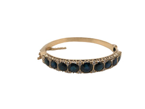 Retro 14K Yellow Gold Sapphire Bangle Bracelet