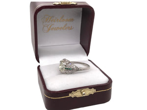 Art Deco 2.38 Carat Old European Cut Diamond Platinum Engagement Ring