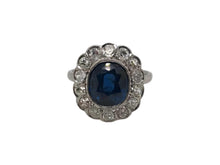 Art Deco 3.25 Carat Sapphire & Diamond Platinum Ring