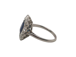 Art Deco 3.25 Carat Sapphire & Diamond Platinum Ring