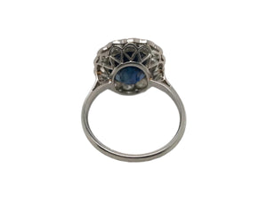 Art Deco 3.25 Carat Sapphire & Diamond Platinum Ring