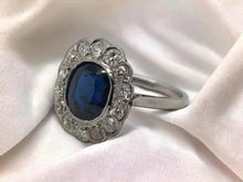 Art Deco 3.25 Carat Sapphire & Diamond Platinum Ring