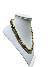 18 Inch Black Pearl & 14K Gold Bead Necklace