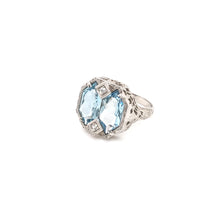 ART DECO CUSTOM CUT AQUAMARINE FILIGREE RING